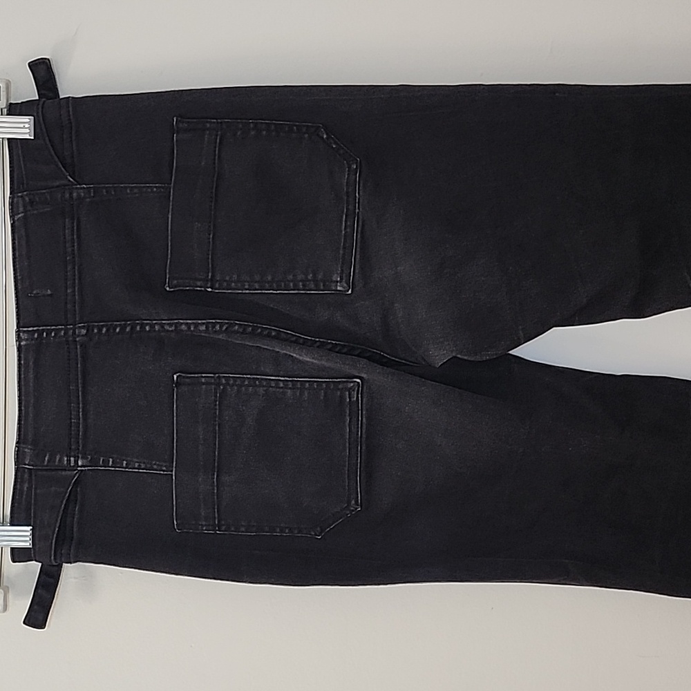 Anthropologie  Patch Pocket Pilcro The Icon Wide Leg Flare Jeans Black  28 - Picture 12 of 16